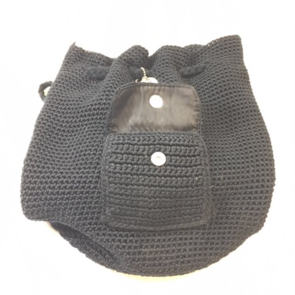 The Sak Dylan Backpack in Crochet, Roomy Bag with Dual Straps, Black Vtg main image 7